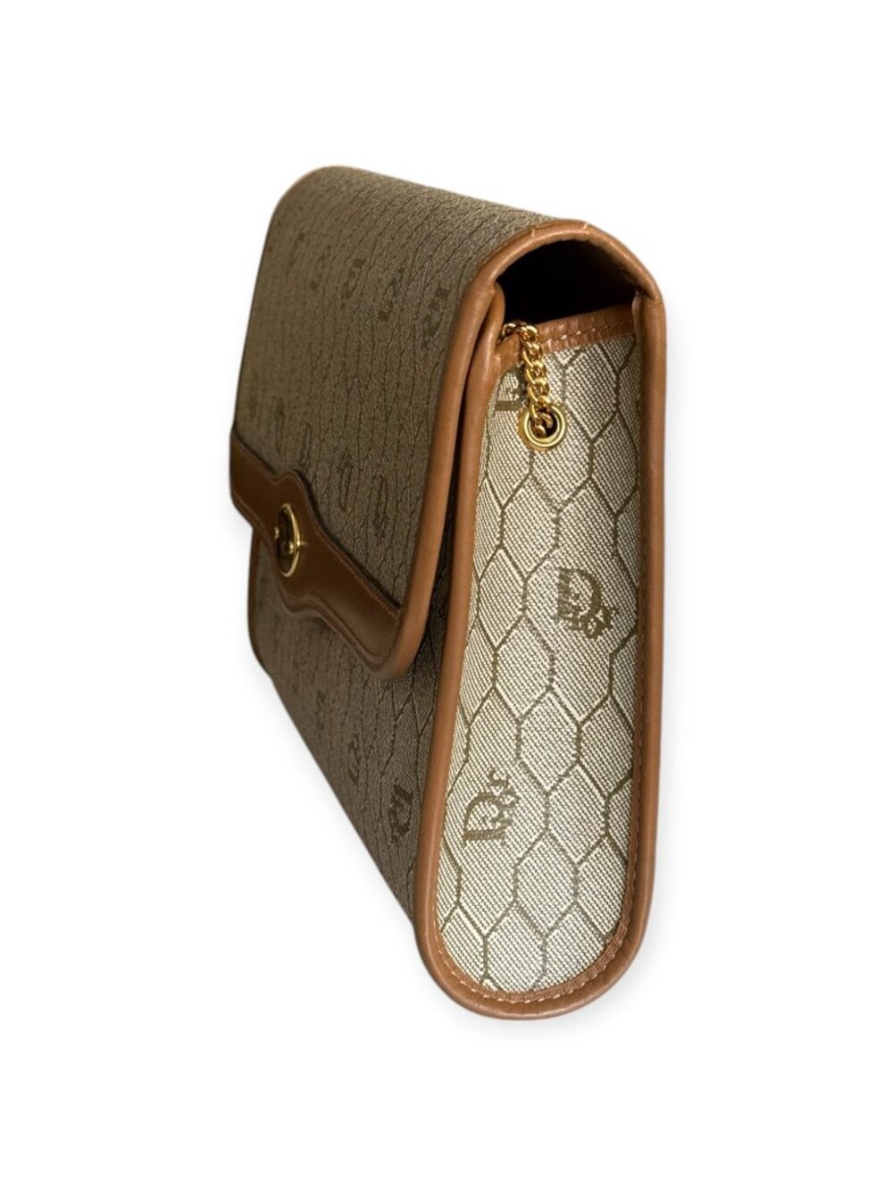 Vintage Christian Dior Honeycomb Monogram Chain Crossbody/Clutch - Picture 3 of 8